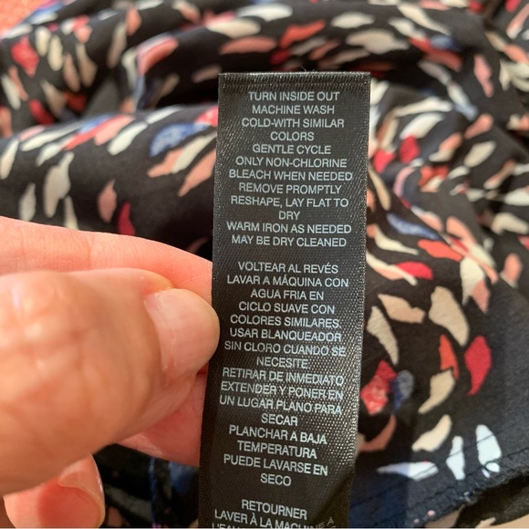 WHBM. Flowy black  w/scattered print boho dress. Double layered bell sle… - Picture 8 of 10